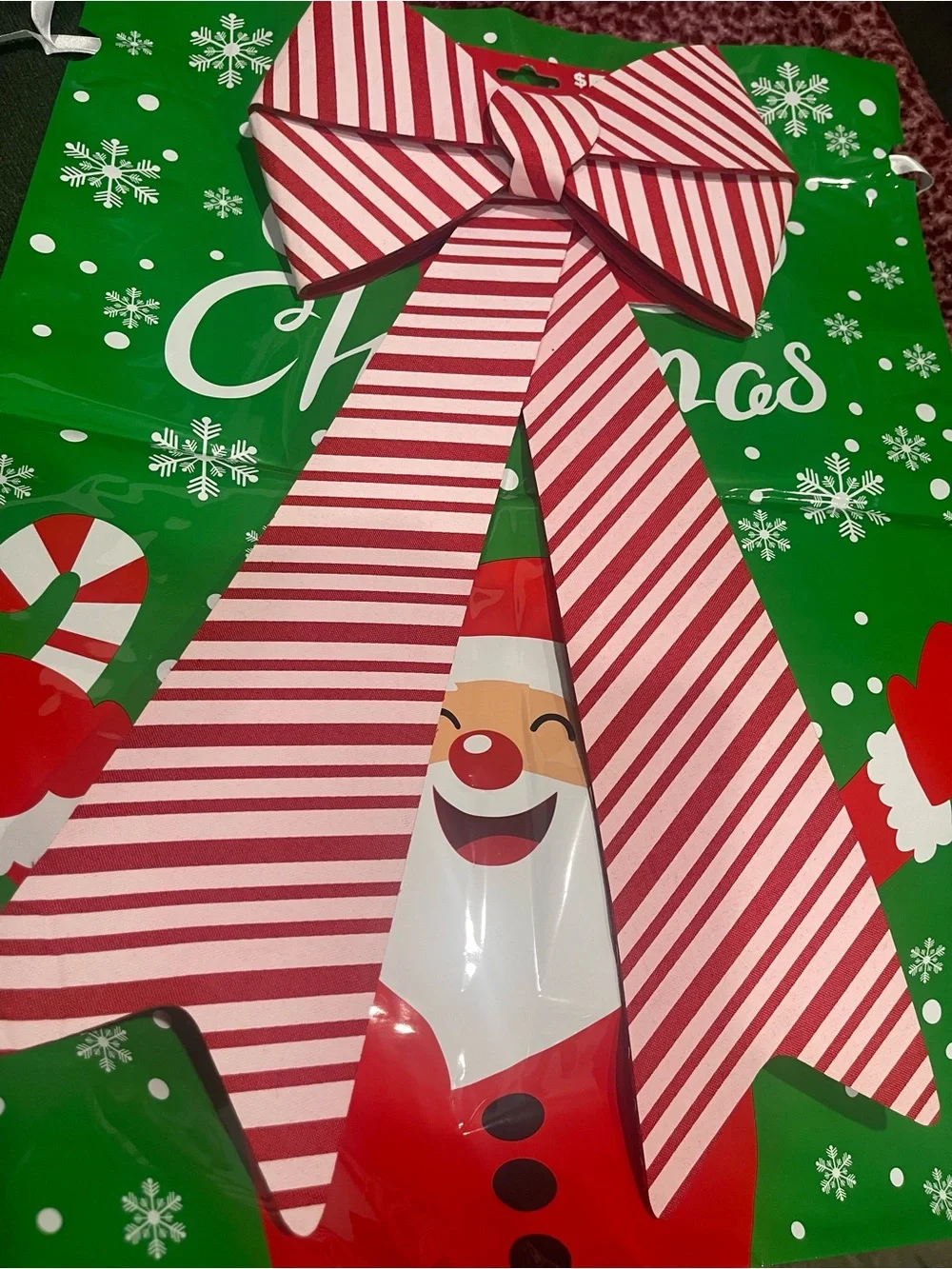Set of 2 Festive Red & White Candy-Stripe Gift Bows